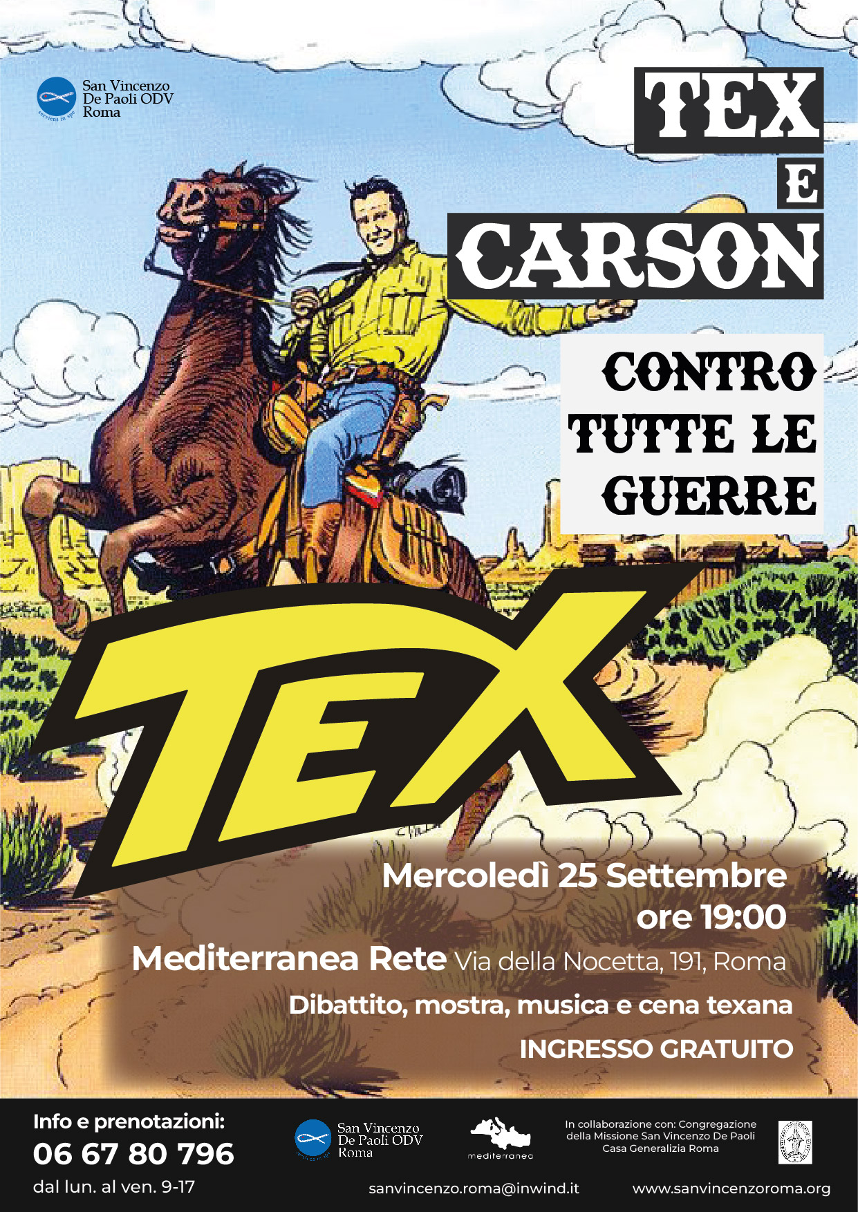 Tex e Carson. Contro tutte le guerre – Evento a Roma