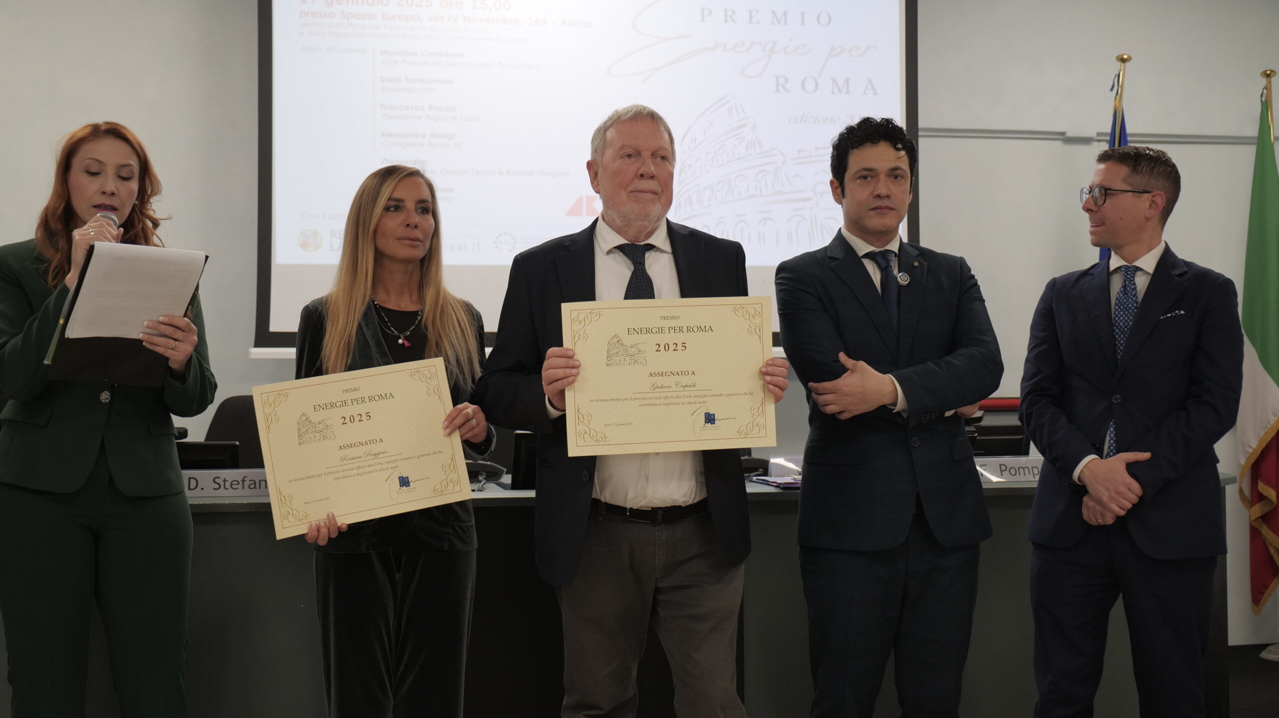 Premiazione Energie per Roma 2025 giuliano crepaldi rossana ruggiero